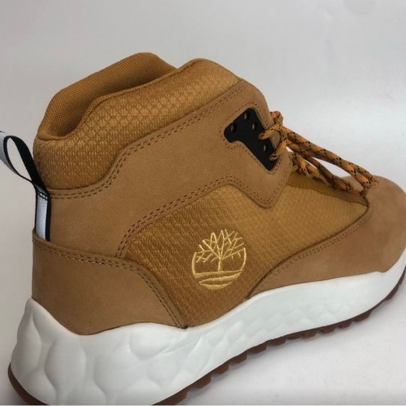 Timberland Mens Solar Wave Mid Hiking Trail Boots Brown Leather Lace Up 11 M New - Picture 2 of 8